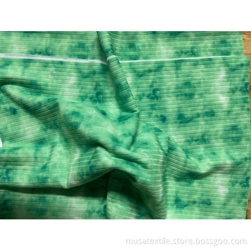 Musa Polyester Spandex 2x2 Rib Knit Print Fabric